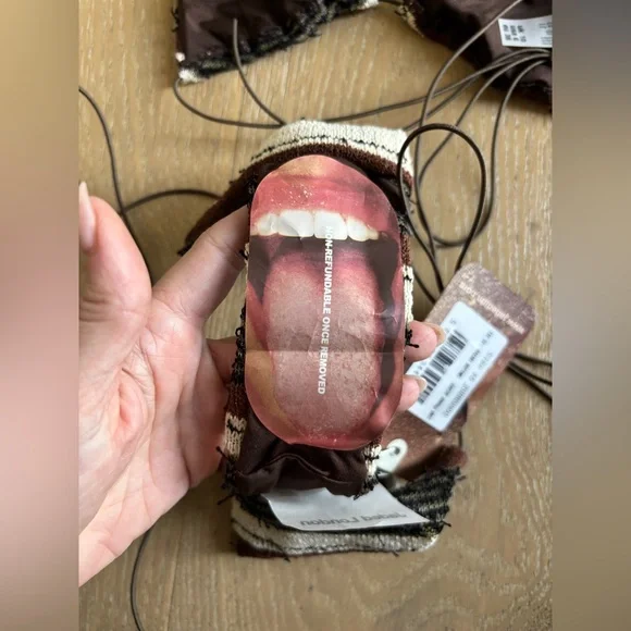 Jaded London Cata Stripe Micro Ruffle Knit Bikini Set Trianlge Top & Bottoms 6 - Picture 11 of 11